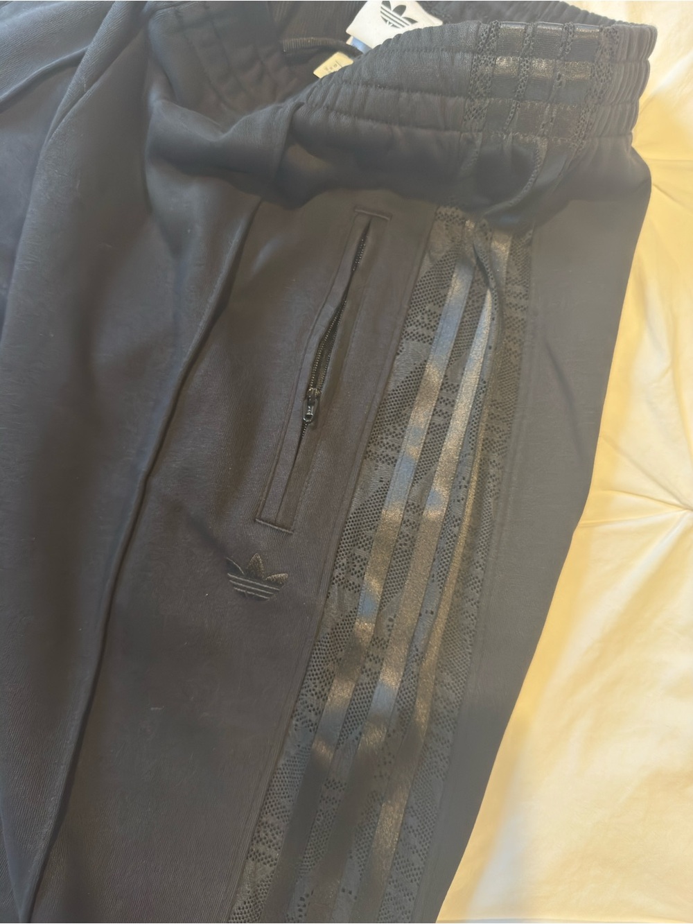 Adidas Black Wide-Leg Track Pants with Side Tape - Picture 4 of 8